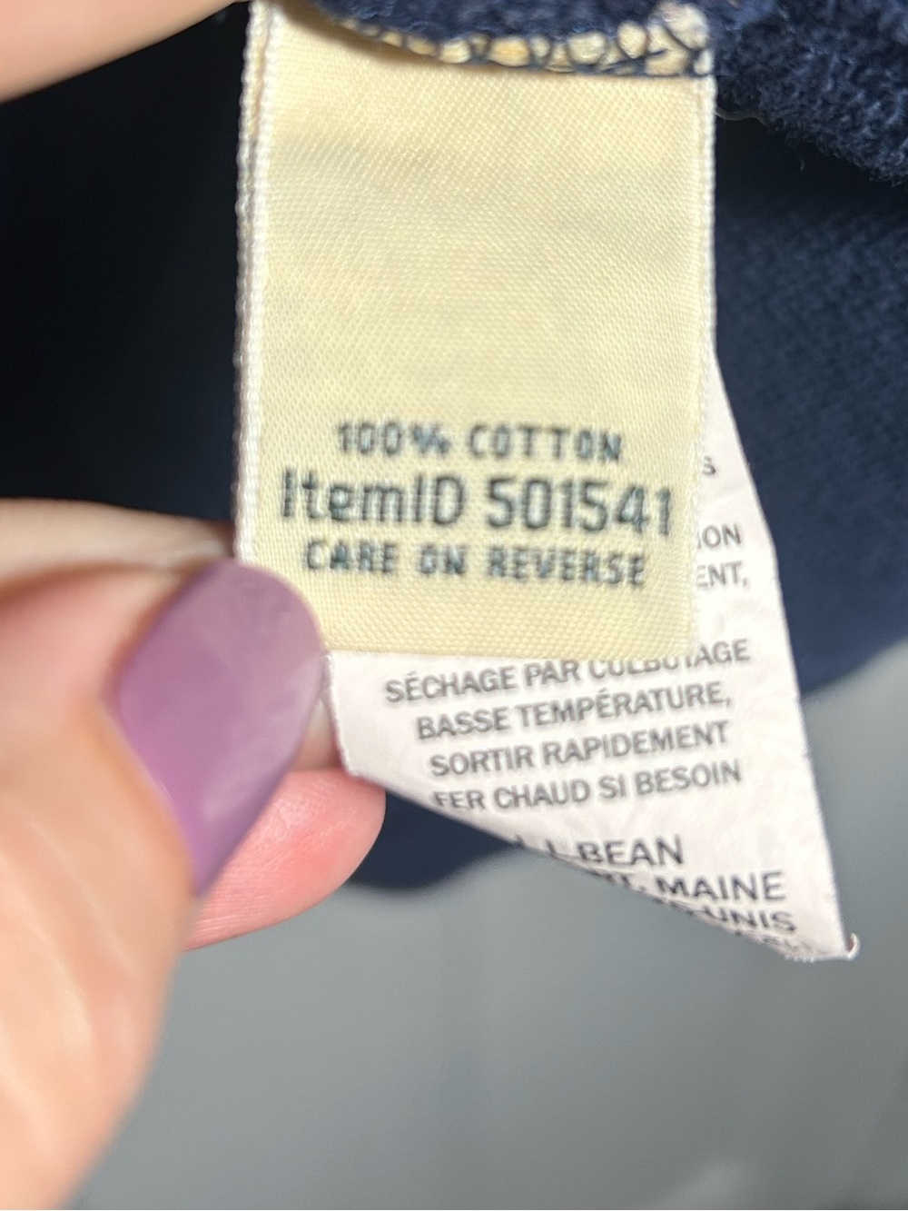 L.L. Bean Navy 100% Cotton Quarter-Button Mock Neck Pullover Size Small - 501541 - Picture 10 of 12